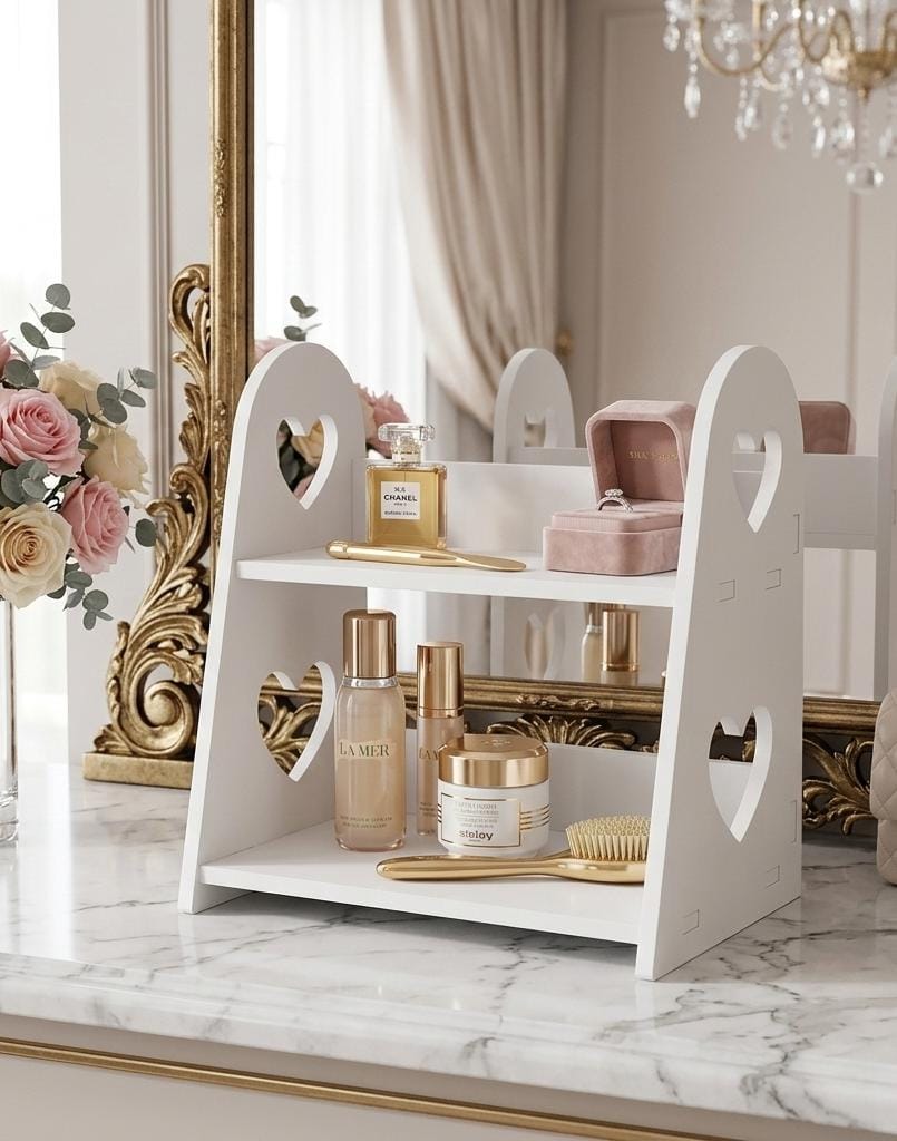 Mini Étagère de Maquillage "Cœurs" en PVC