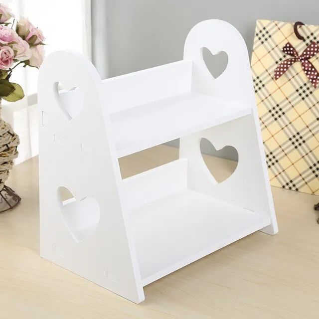 Mini Étagère de Maquillage "Cœurs" en PVC